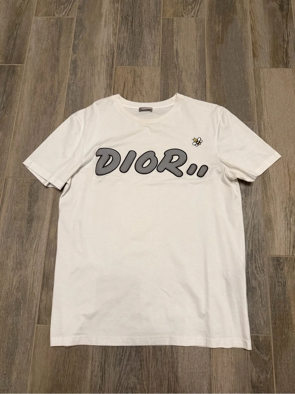 Dior x KAWS White Graffiti Logo & Bee Embroidery T-Shirt
